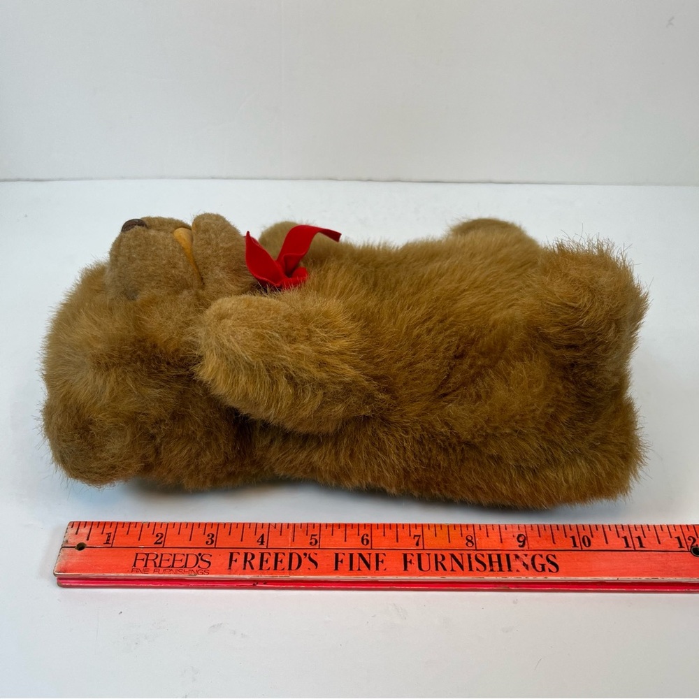 Vintage‎ Gund Brown Bear Puppet with Red Bow Stuffed Animal Teddy Bear - Picture 11 of 12